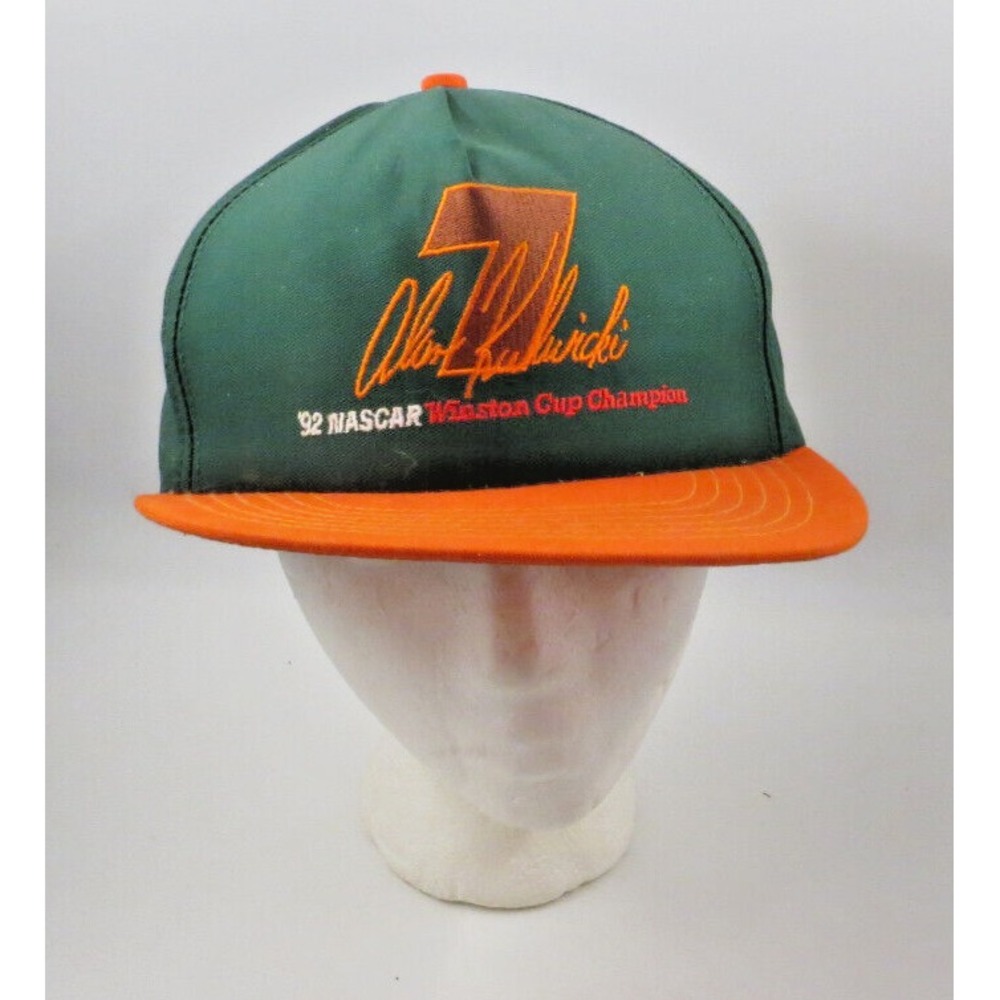 Vtg Alan Kulwicki #7 1992 NASCAR Winston Cup Champion Snapback Hat Cap Ford